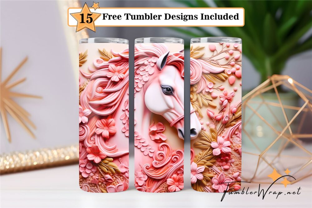horse-pink-20-oz-tumbler-wrap-sublimation-designs