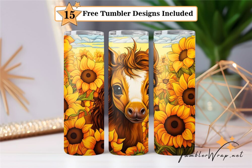 horse-and-sunflower-20-oz-tumbler-wrap-sublimation-designs