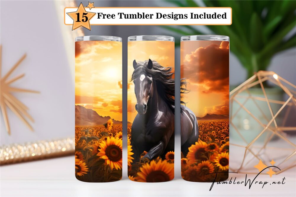 horses-amid-sunflower-20-oz-tumbler-wrap-sublimation-designs
