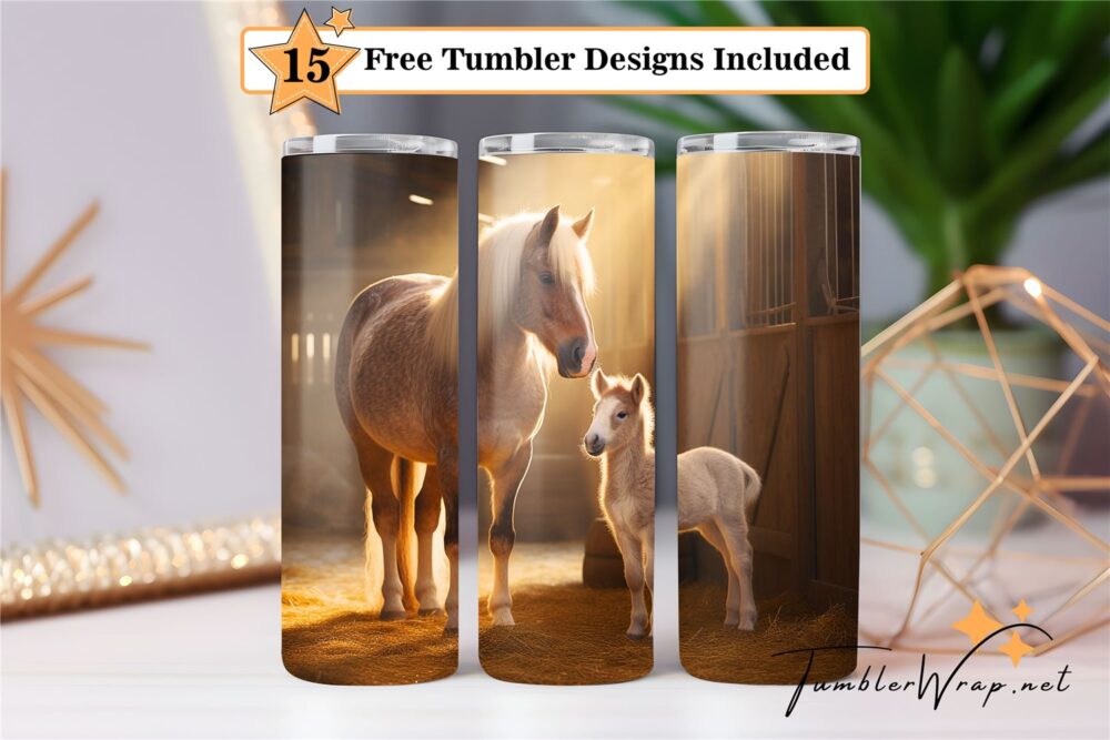 beautiful-horse-and-foal-20-oz-tumbler-wrap-sublimation-designs
