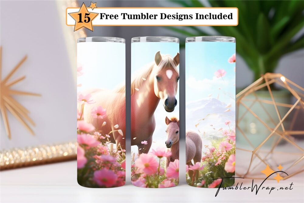 horse-and-foal-20-oz-tumbler-wrap-sublimation-designs