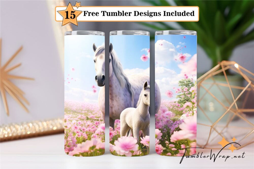 horses-amid-wildflowers-20-oz-tumbler-wrap-sublimation-designs