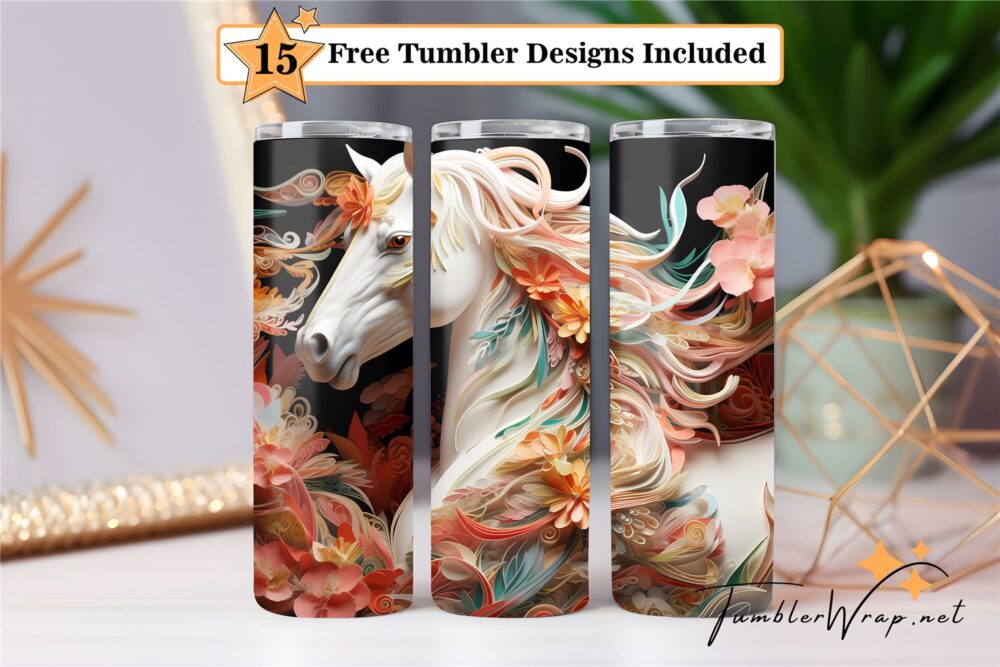 horse-floral-20-oz-tumbler-wrap-sublimation-designs