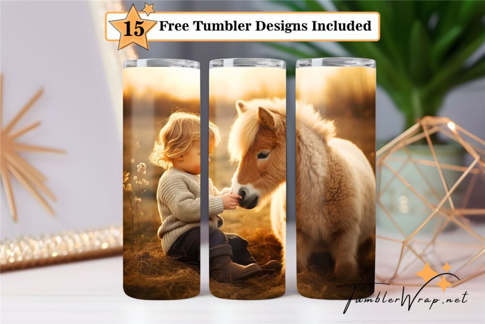 pony-and-baby-20-oz-tumbler-wrap-sublimation-designs