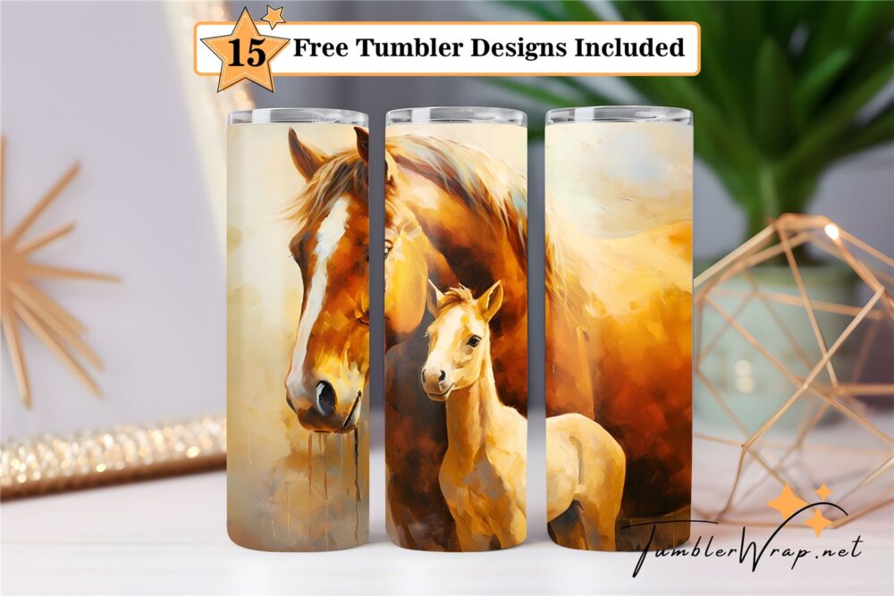 3d-horse-and-foal-20-oz-skinny-tumbler-sublimation-design